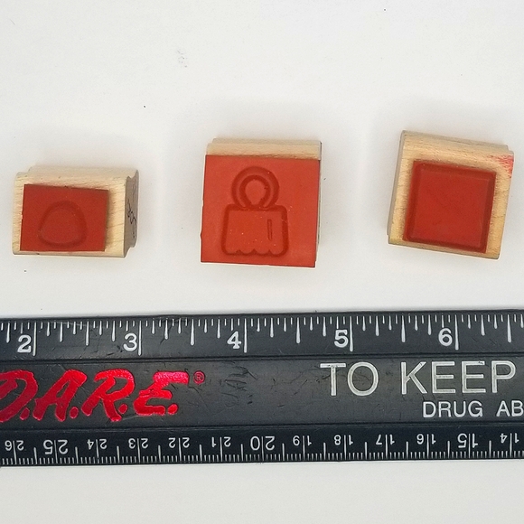 Random Shapes & Objects Wooden Rubber Stamp Set- Vintage Nine Piece - Picture 7 of 7